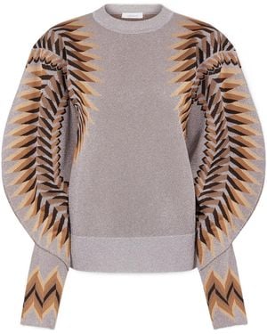 Rabanne Long-Sleeved Lurex Jacquard Jumper - Brown