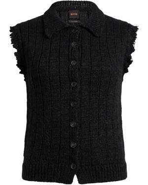 Maison Margiela Two-Tone Knit Short-Sleeve Top - Black