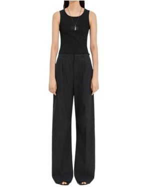 MM6 by Maison Margiela Pinstripe Wide-Leg Trousers - Black