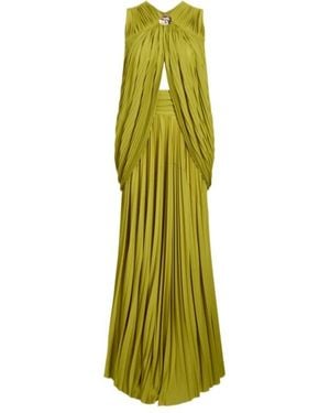 Proenza Schouler Bari Embellished Draped Gauze-Jersey Top And Maxi Skirt Set - Green