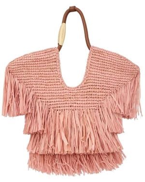 Zimmermann Goldentime Small Fringe Tote - Pink