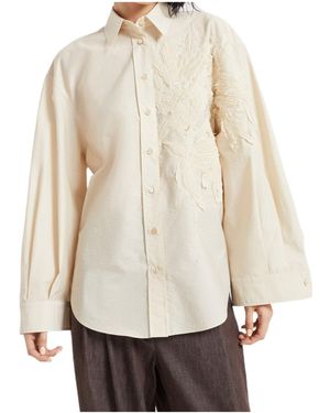Brunello Cucinelli Floral-Appliqué Shirt - Natural