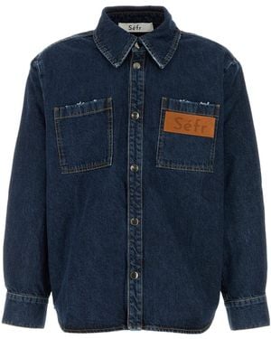 Séfr Long-Sleeved Collared Shirt - Blue