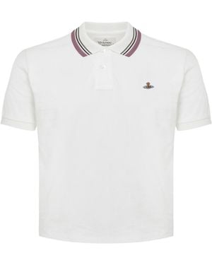 Vivienne Westwood Logo Embroidered Short Sleeve Polo Shirt - White