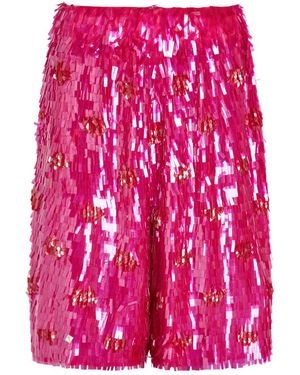 Dries Van Noten Embellished Polka-Dot Silk Shorts - Pink