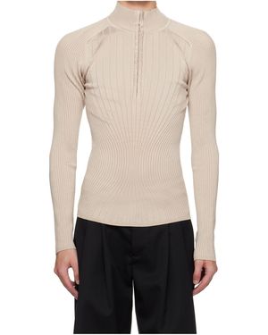 Mugler Hook-And-Eye Ribbed T-Shirt - Natural