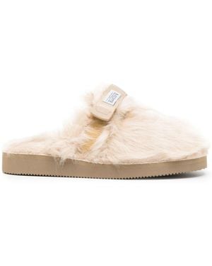 Suicoke Zavo Zeu Logo Patch Flat Slippers - Natural