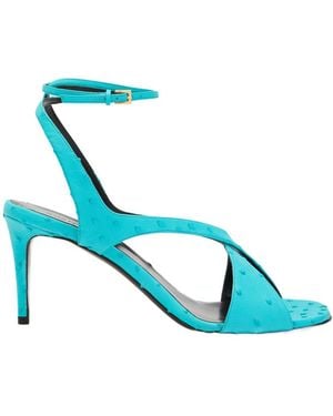 KHAITE Ostrich Leather Sandals - Blue