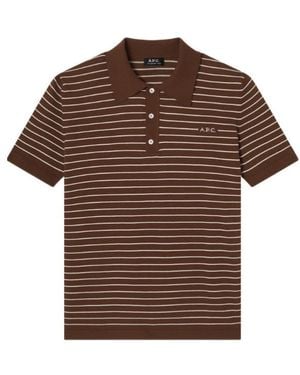 A.P.C. Fitted Striped Polo - Brown