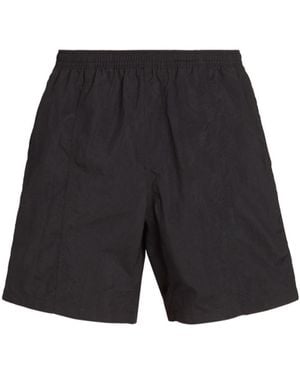 Ami Paris Ami Logo Embossed Elastic Waistband Swim Shorts - Gray
