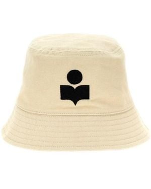 Isabel Marant Logo Embroidered Narrow Brim Bucket Hat - Natural