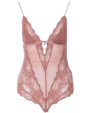 Patrizia Pepe Lace Cut-Out Bodysuit - Pink