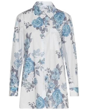 Marella Oversized Stretch Poplin Shirt - Blue