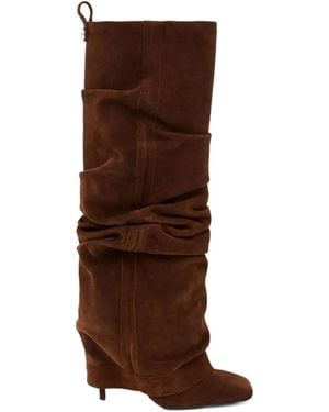 The Attico 105Mm Rea Square Toe Boots - Brown