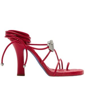 Burberry Strappy Heel Sandals - Red