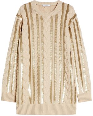 Max Mara Short Wool And Cashmere Dress - Natural