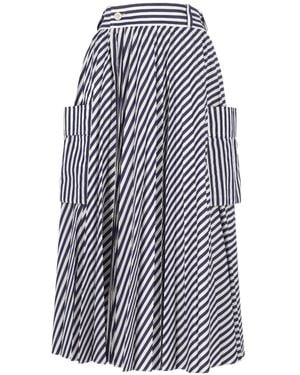 Sacai Striped Midi Skirt - Blue