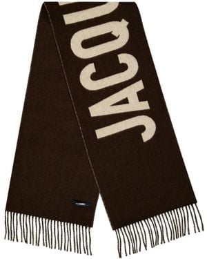 Jacquemus Embroidered Fringe Scarf - White