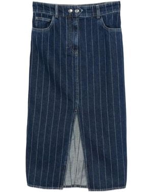 Ba&sh Pinstripe Denim Midi Skirt - Blue