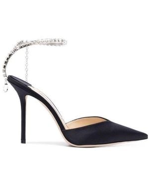 Jimmy Choo Crystal Chain Point High Heels - Blue