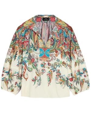 Etro Open-Collar Printed Top - Multicolor
