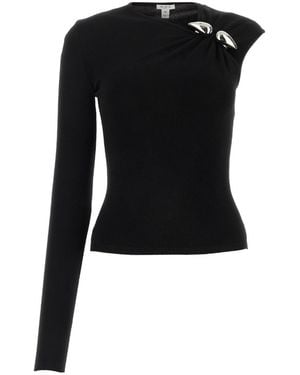 Alaïa Alaïa Single Long-Sleeved Ruched Top - Black