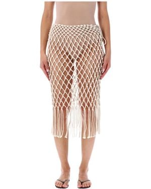 Frankie Shop Woven Skirt With Fringe - Pink