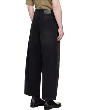 Studio Nicholson Logo Patch Cropped Wide-Leg Jeans - Black