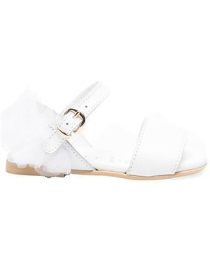 Twinset Tulle-Appliqué Buckled Sandals - White