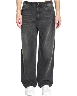 Dolce & Gabbana Logo Plaque Wide Leg Jeans - Grey