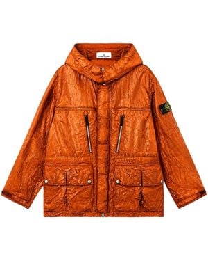 Stone Island Hooded Jacket - Orange
