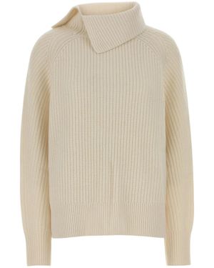 Loulou de Saison Cecil Stand Collar Knitwear - Natural