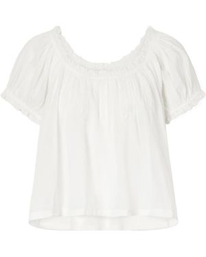 Doen Square-Neck Puff-Sleeve Top - White