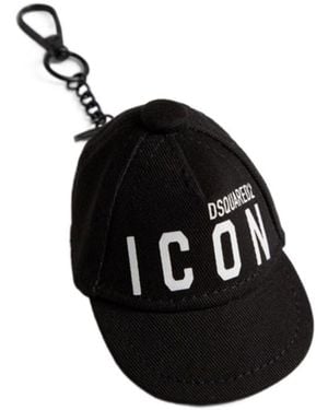 DSquared² Icon Logo-Printed Baseball Cap Charm Keychain - Black