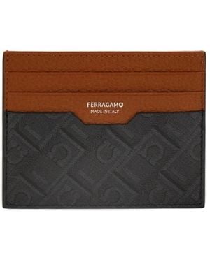 Ferragamo Ferragamo Monogram Credit Card Holder - Brown