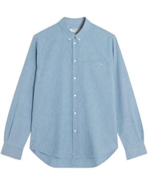 Maison Kitsuné Maison Kitsuné Profile Fox Regular Fit Shirt - Blue