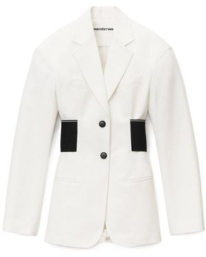 Alexander Wang Logo-Waistband Tailored Blazer - White