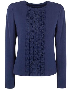 Emporio Armani Ruffled Crewneck Jacket - Blue