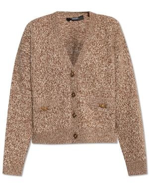Versace Cardigan With Decorative Appliqués - Brown