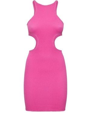 Reina Olga Embossed Elastic Mini Dress - Pink