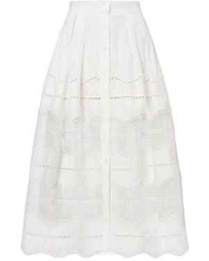 Elie Saab Organza-Trimmed Cotton Midi Skirt - White