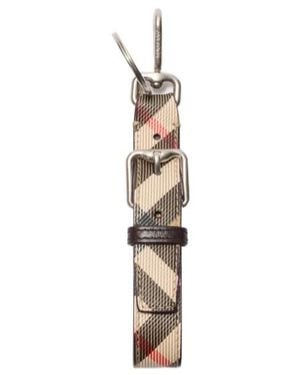 Burberry Checked Buckle Detailed Keychain - White