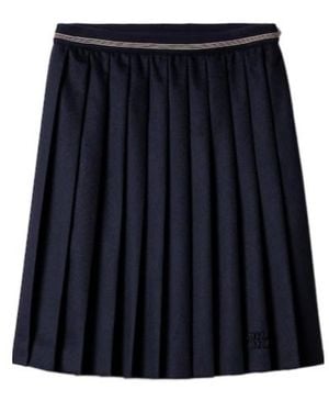 Miu Miu Velour Midi-Skirt - Blue