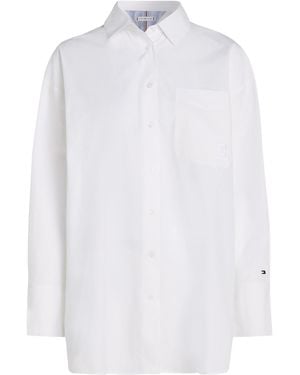 Tommy Hilfiger Logo Long-Sleeved Shirt - White