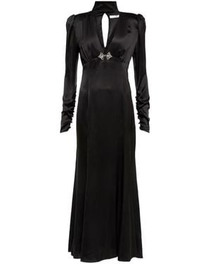 Alessandra Rich Embellished Silk Satin Dress - Black