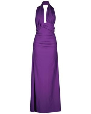 Christopher Esber Onda Ruched Halterneck Dress - Purple