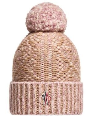 Moncler Alpaca Wool Blend Beanie Hat - Pink