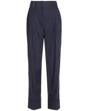 Peserico Wool Blend Cropped Trousers - Blue