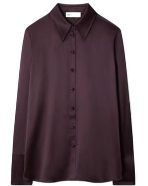 Tory Burch Cuffed Silk Shirt - Purple