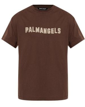 Palm Angels Logo Print T-Shirt - Brown